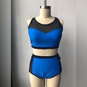 Swimsuits For All Blue and Black Mesh Bikini by Size 22W